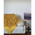 Hardal Nubuk Damarlı Çift Taraflı Şönil Çekyat Koltuk Örtüsü Şalı