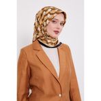 Hardal Petek Baskılı Twill İpek Eşarp