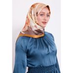 Hardal Soft Çiçek Desen Sura İpek Eşarp