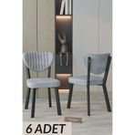 Hardalım Consept Babyface Kumaş Sandalye Mutfak Sandalyesi Salon Sandalyesi Cafe Sandalyesi 6 Adet Açık Gri