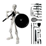 Hareketli Eklemli İskelet Oyuncağı - Cadılar Bayramı İskelet Aksiyon Figürü | Çok Sayıda Aksesuarla Komik Ve Gerçekçi Korku Modeli Heykeli | Ev Ofisleri Için Ürkütücü Yılbaşı Süslemeleri (Beyaz)