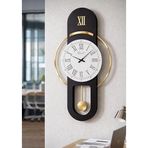 Hareketli sarkaç, Cam Yüzeyli, Metal halkalı, Dekoratif Duvar Saati - ROMA 70CM (SİYAH GOLD)