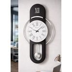 Hareketli sarkaç, Cam Yüzeyli, Metal halkalı, Dekoratif Duvar Saati - ROMA 70CM (SİYAH GÜMÜŞ)