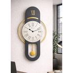 Hareketli sarkaç, Cam Yüzeyli, Metal halkalı, Dekoratif Duvar Saati ROMA (Antrasit Gold) 70CM