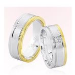 Harem Altın 5709 Beyaz Sarı Bombeli Taşlı Altın Alyans