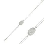 Harem Altın BR0460299 Oval Beyaz Taşlı Gümüş Kadın Bileklik
