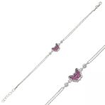 Harem Altın BR0460316 Pembe Kelebek Gümüş Kadın Bileklik