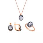 Harem Altın GMS151 Oval Pırlanta Montür Gümüş Set