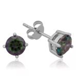 Harem Altın Gümüş 5 Mm Mistik Topaz Çivili Küpe