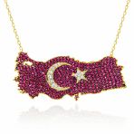Harem Altın Gümüş Gold Ay Yıldız Türkiye Haritası Kadın Kolye