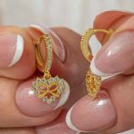 Harem Altın Gümüş Gold Kalp Kurdele Sallantılı Kadın Küpe