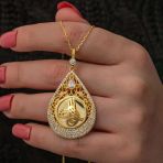 Harem Altın Gümüş Gold Kaplama Damla Tuğralı Kadın Kolye