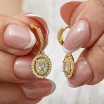 Harem Altın Gümüş Gold Oval Taşlı Sallantılı Küpe