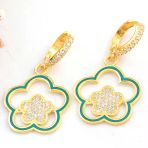 Harem Altın Gümüş Gold Sallantılı Çiçek Desenli Kadın Küpe
