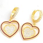 Harem Altın Gümüş Gold Sallantılı Kalp Kadın Küpe