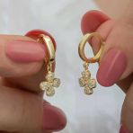 Harem Altın Gümüş Gold Sallantılı Yonca Kadın Küpe