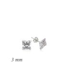 Harem Altın Gümüş Kare Tek Taş Zirkon - 3 mm Küpe