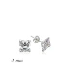 Harem Altın Gümüş Kare Tek Taş Zirkon - 4 mm Küpe