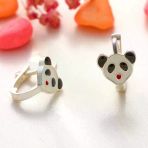 Harem Altın Gümüş Panda Çocuk Küpesi