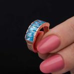 Harem Altın Gümüş Rose Baget Aquamarine Taşlı Kadın Yüzük