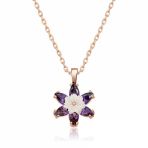Harem Altın Gümüş Rose Mor Lotus Çiçeği Kolye