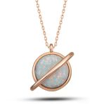 Harem Altın Gümüş Rose Opal Taşlı Gezegen Kadın Kolye