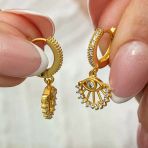 Harem Altın Gümüş Sallantılı Gold Göz Kadın Küpe