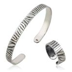 Harem Altın Gümüş Zebra Desenli Bileklik ve Yüzük Set
