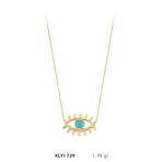 Harem Altın KLY1739 14 Ayar Mavi Boncuklu Göz Kolye