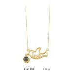 Harem Altın KLY1755 14 Ayar Kuş Motifli Love Yazılı Boncuklu Altın Kolye
