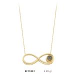 Harem Altın KLY1851 14 Ayar Altın 100 Dilde Seni Seviyorum Taşlı Sonsuzluk Kolye