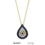 Harem Altın KLY697 14 Ayar Altın Damla Nazar Boncuğu Kolye