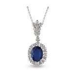 Harem Altın RTKL49 2.09 Ct Pırlanta Safir Altın Kolye