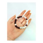Haremi PRA-8448841-6883027 Sertifikalı Ay Taşı & Lal Garnet Doğal Taş Özel Tasarım Bileklik 8 Mm
