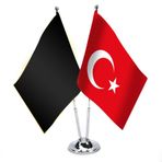 Harezmşahlar Devleti ve Türkiye -İkili Saten Masa Bayrağı