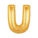 Harf Folyo Balon Büyük Boy Metalik Altın U Harfi Folyo Balon Metalik - 100 Cm