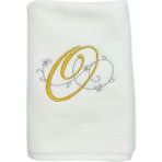 Harf Nakışlı Kadife Beyaz El Havlusu 30 x 50 cm - O - Ekru - Gold - 30 x 50 cm