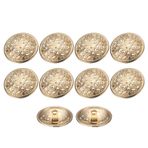 HARFINGTON 10 adet 40L Metal Yuvarlak Hollow Dikiş Düğmeleri 25mm 1 inç Çinko Alaşım Giyim Zanaat Yedek Düğme Erkekler Kadınlar Ceket Üniforma Gömlek Takım Elbise, Altın Tonu