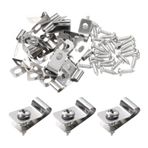 HARFINGTON 20 adet tel çit klipleri 0,5 cm paslanmaz çelik çit tel kelepçeleri tarımsal eskrim montaj klipleri ile 20 adet vida montaj için 12-16 kalibre telleri ahşap metal veya vinil çit