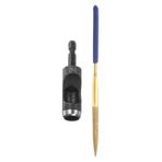 HARFINGTON Deri Delik Delme Aracı 1/2 "45# Çelik 1/4 Hex Shank Matkap Uçları Elektrikli Hollow Punch Seti 5.5 "Deri El Sanatları Kemer Kumaş PVC Plastik Çanta Watch Band DIY için Yarım Yuvarlak Dosya