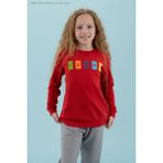 Haribo Kabartma Kız Çocuk Kırmızı Sweatshırt HRBTXT309 Haribo Çocuk Sweatshirt - 9 - 10 Yaş