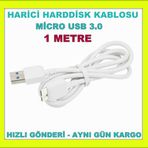 HARİCİ HARDDİSK KABLOSU MİCRO USB 3.0 HDD KABLO BEYAZ 1 METRE