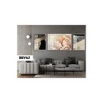 Harika bir ev |(Abstract) Macro Şakayık Çiçek Modeli|Çerçeveli Temperli Cam Tablo 3Lü Yatay,Beyaz 60 x 190