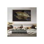 Harika bir ev |Altın Yaprak Desenli Bohem Modeli |Çerçeveli Temperli Cam Tablo Tekli Yatay,Gold 40 x 60