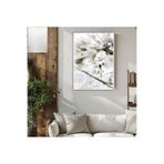 Harika bir ev |Beyaz Çiçek Dalı Modeli (Flora) |Çerçeveli Temperli Cam Tablo Tekli Dikey,Beyaz 30 x 40