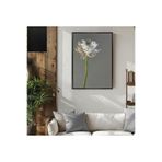 Harika bir ev |Beyaz Şakayık Çiçek Modeli|Çerçeveli Temperli Cam Tablo Tekli Dikey,Siyah 40 x 60