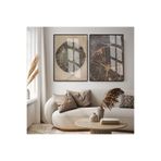 Harika bir ev |Bohem Soft Renk Soyut Kombin (Special) |Çerçeveli Cam Tablo 2Li Dikey,Siyah 40 x 60