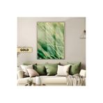 Harika bir ev |Canlı Yeşil Ot Modeli Y2 |Çerçeveli Temperli Cam Tablo Tekli Dikey,Gold 60 x 90