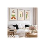 Harika bir ev Çocuk Odası Oturma Salonu-Minimalist Modern Bohem Kedi Detaylı |Ahşap Çerçeveli 3Lü Mdf Ahmdf,Krem 70 x 50
