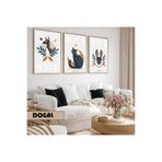 Harika bir ev Çocuk Odası Oturma Salonu-Minimalist Modern Bohem Kedi-Köpek |Ahşap Çerçeveli 3Lü Mdf Ahmdf,Krem 30 x 20